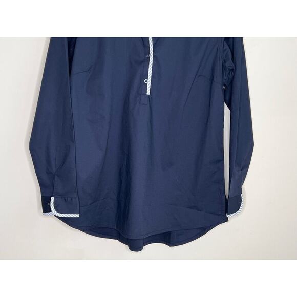 Pearly Vine Cotton Blend Long Sleeve Collared Shirt Top Navy Women's Size M NWT - Picture 3 of 8